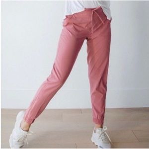 Albion Mauve Pink Jetsetter Jogger Pants Ankle Zipper Pockets Drawstring Waist M